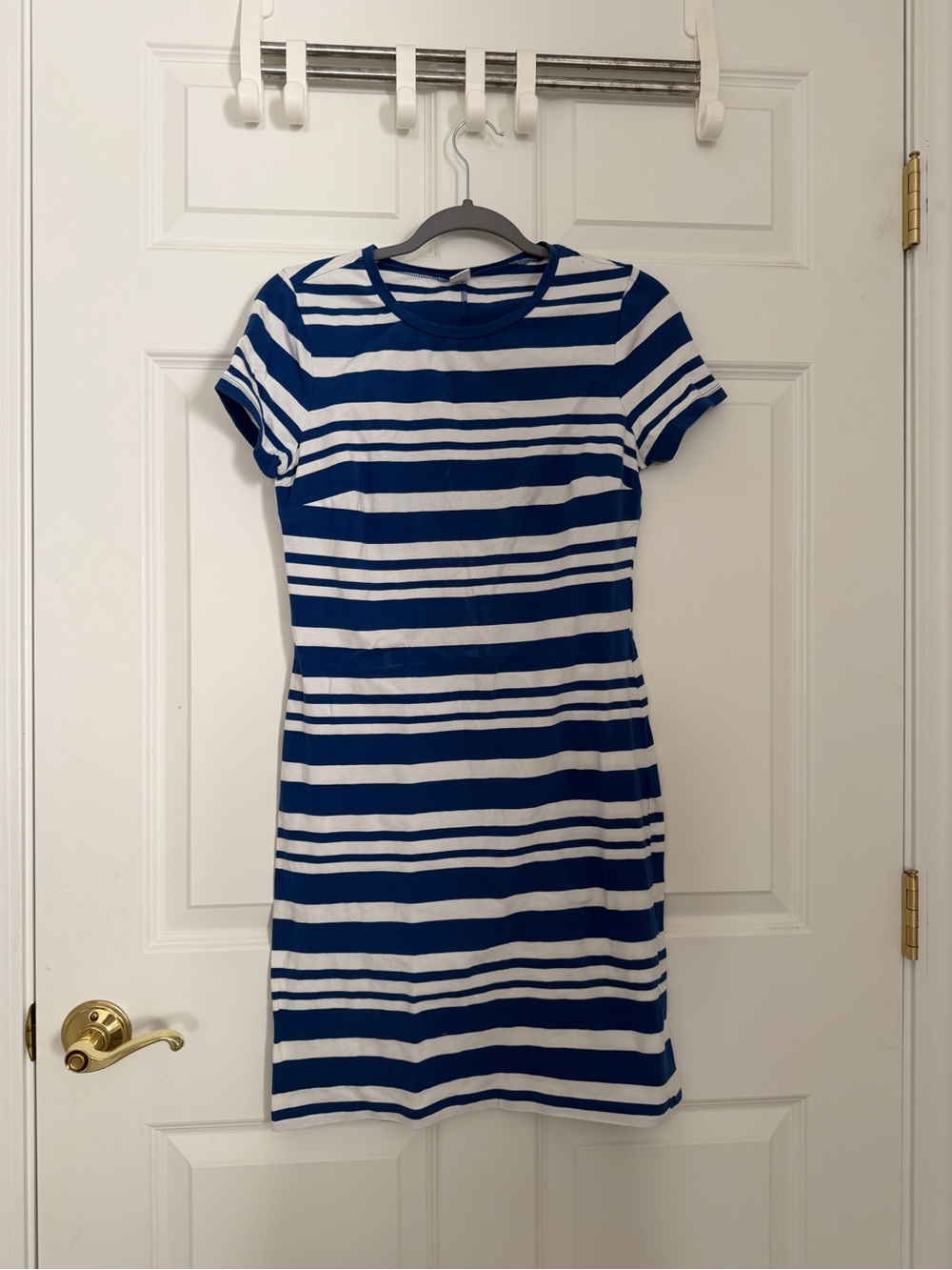 Old Navy Blue & White Striped Short Sleeve Shift Dress